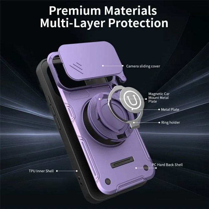 Coque Xiaomi 17T Orbis avec anneau 360° et cache caméra