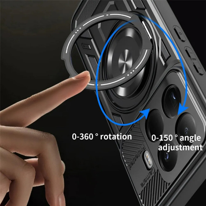 Coque Xiaomi 17T Pro magnétique avec support 360° texture carbone