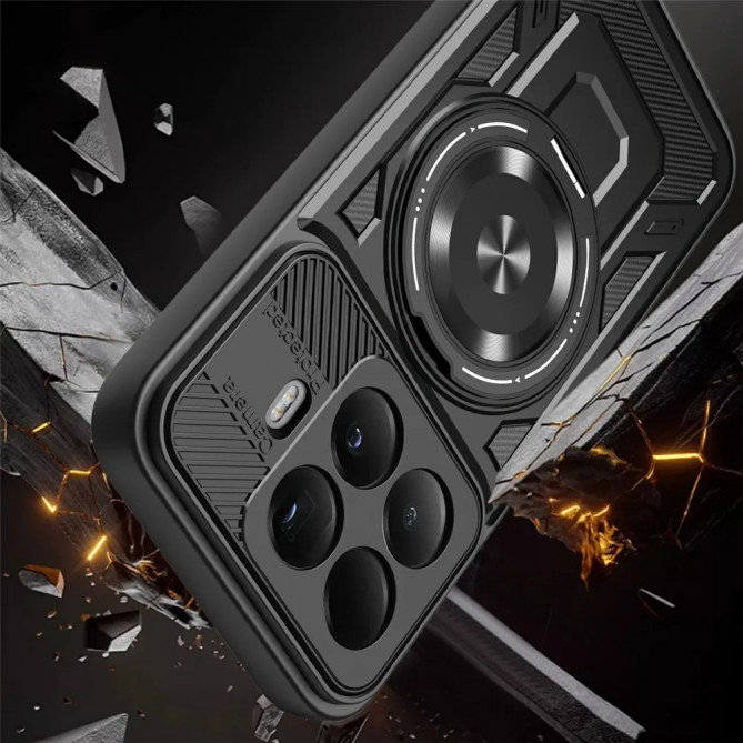 Coque Xiaomi 17T Pro magnétique avec support 360° texture carbone