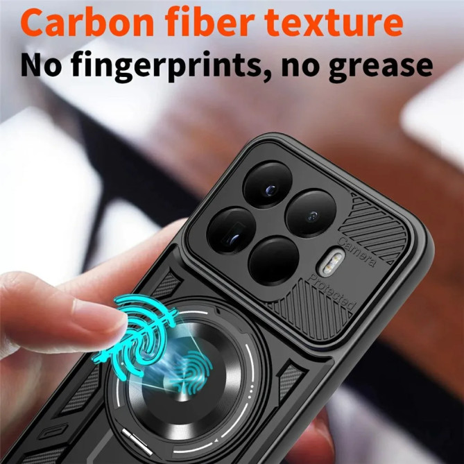 Coque Xiaomi 17T Pro magnétique avec support 360° texture carbone