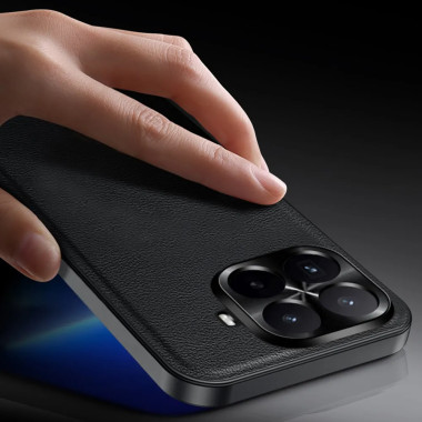 Coque Xiaomi 17T Pro effet cuir avec cadre caméra en métal