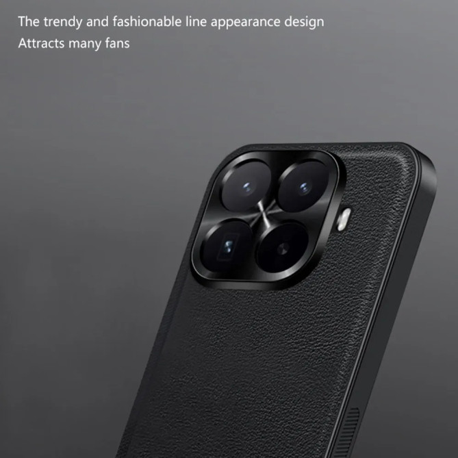 Coque Xiaomi 17T Pro effet cuir avec cadre caméra en métal