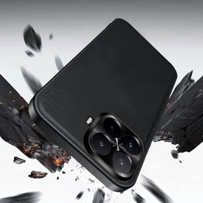 Coque Xiaomi 17T Pro effet cuir avec cadre caméra en métal