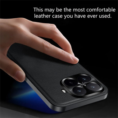 Coque Xiaomi 17T effet cuir avec cadre caméra en métal