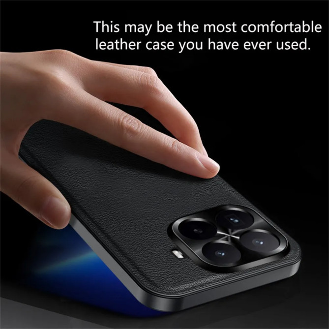 Coque Xiaomi 17T effet cuir avec cadre caméra en métal