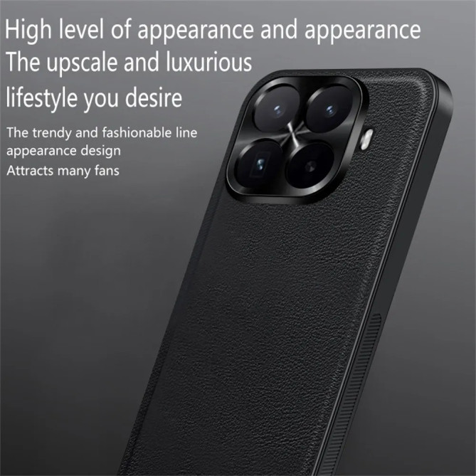 Coque Xiaomi 17T effet cuir avec cadre caméra en métal