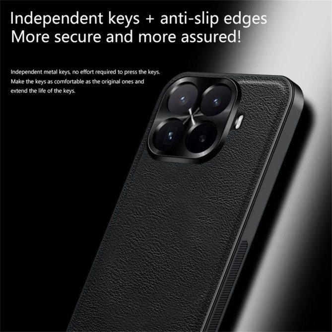Coque Xiaomi 17T effet cuir avec cadre caméra en métal