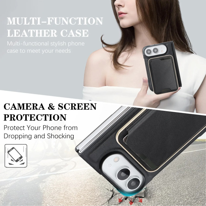Coque iPhone Fold magnétique, porte-cartes fin 3 cartes