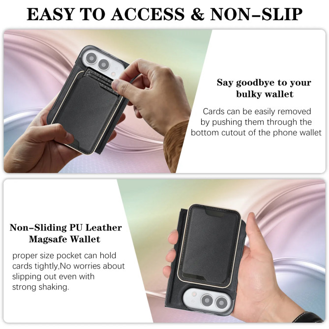 Coque iPhone Fold magnétique, porte-cartes fin 3 cartes