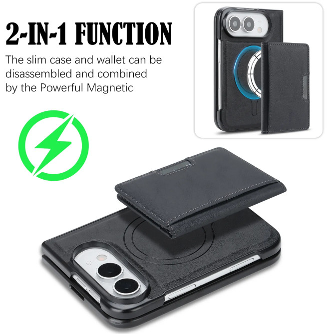 iPhone Fold : coque portefeuille magnétique avec support vidéo