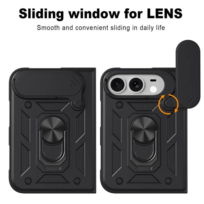 iPhone Fold : coque avec cache caméra coulissant et support rotatif