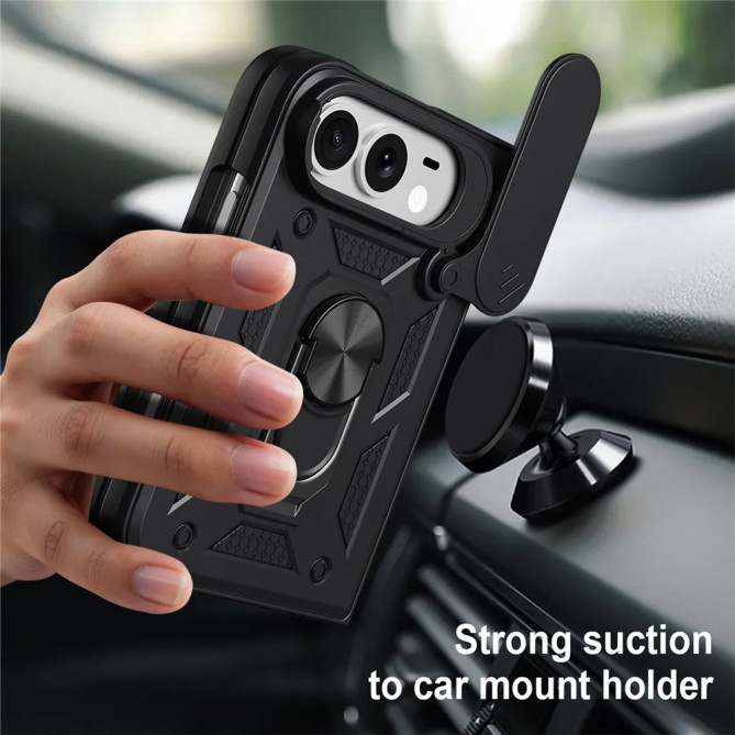 iPhone Fold : coque avec cache caméra coulissant et support rotatif