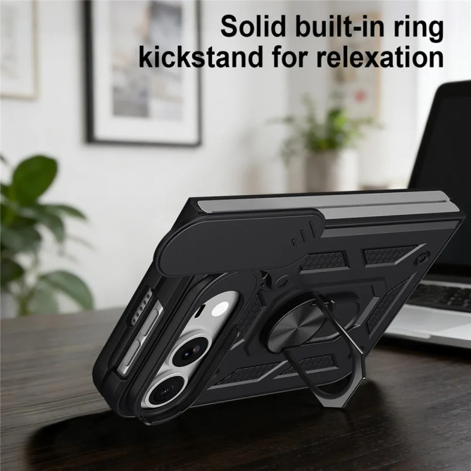iPhone Fold : coque avec cache caméra coulissant et support rotatif