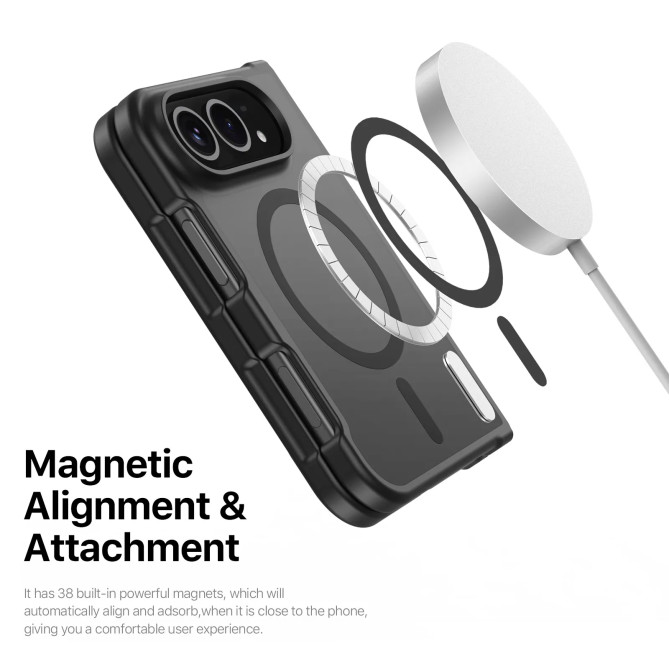 iPhone Fold Yind coque magnétique 38 aimants et coins amortis