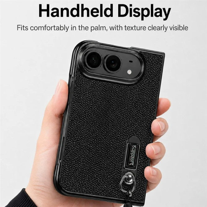 iPhone Fold : coque pailletée, écran protégé et dragonne
