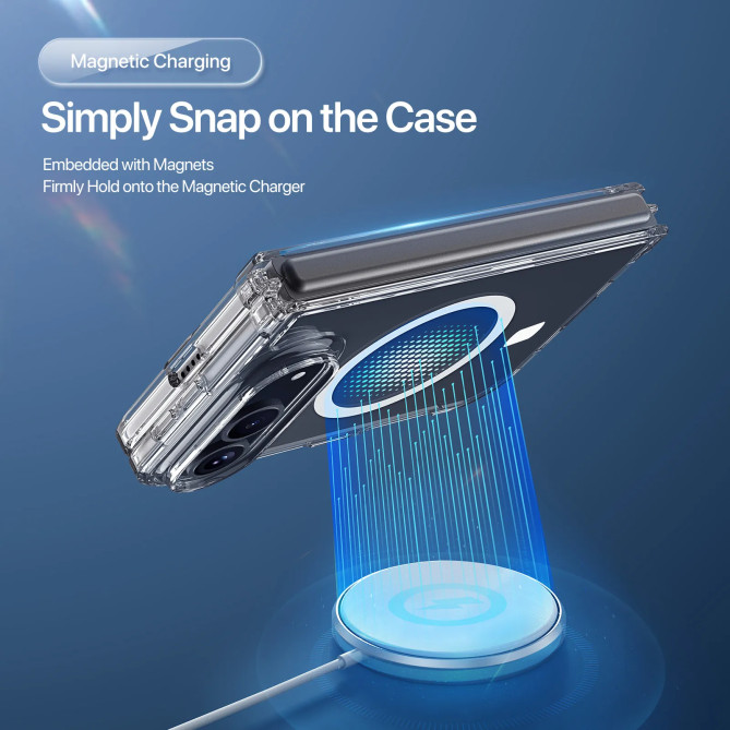 iPhone Fold Clin : coque transparente magnétique fine 38 aimants