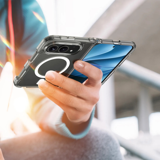 iPhone Fold Clin : coque transparente magnétique fine 38 aimants