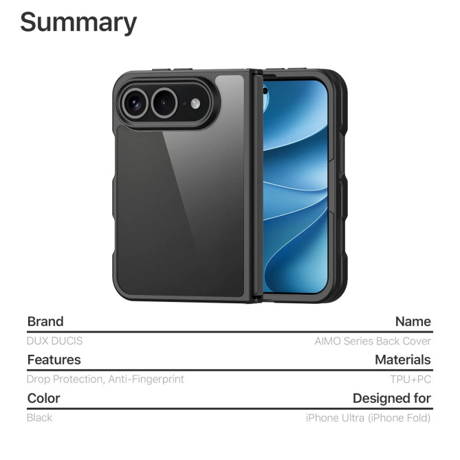 iPhone Fold : coque Aimo transparente testée SGS à 1,2 m