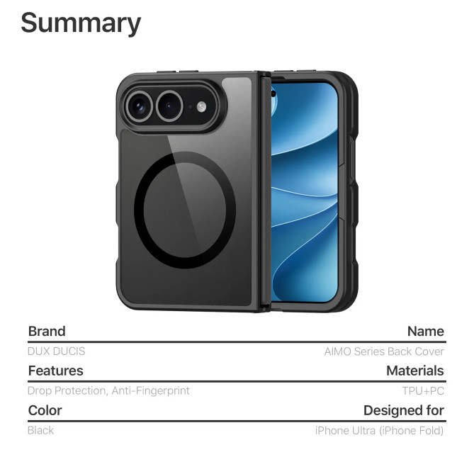 iPhone Fold Aimo magnétique – protection SGS 1,2 m et dos clair