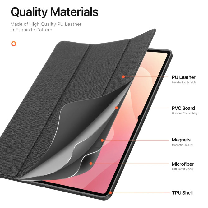 Galaxy Tab S12 Ultra DOMO : housse antichoc avec support 3 volets