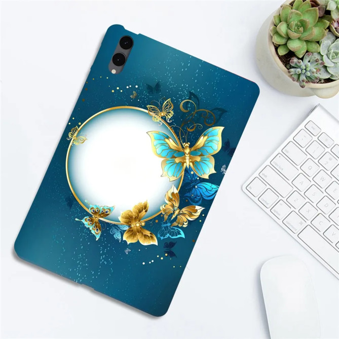 Galaxy Tab S12 Plus : coque fine motif lune et papillons