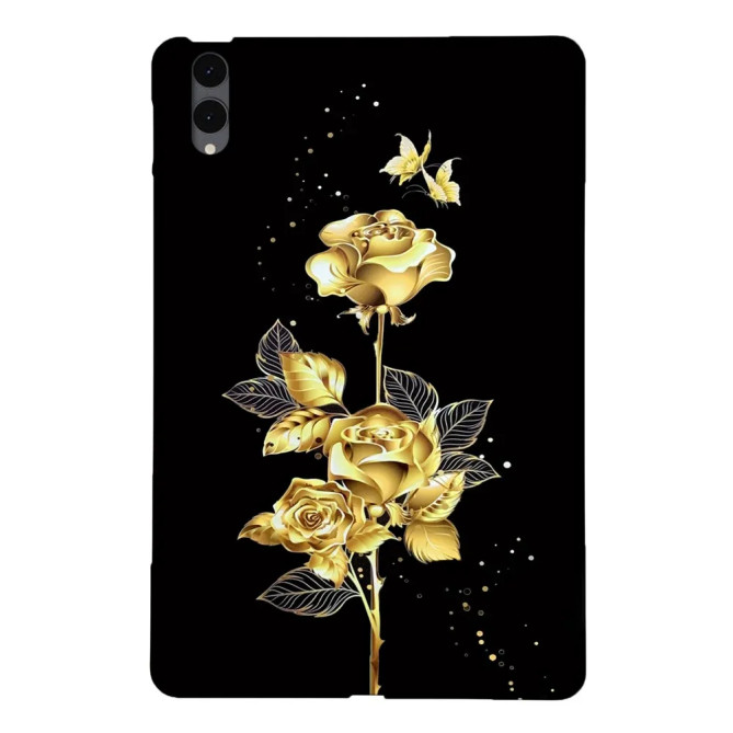 Galaxy Tab S12 Plus : coque Roses Dorées et Papillons