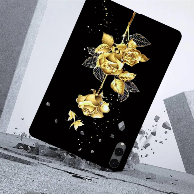 Galaxy Tab S12 Plus : coque Roses Dorées et Papillons