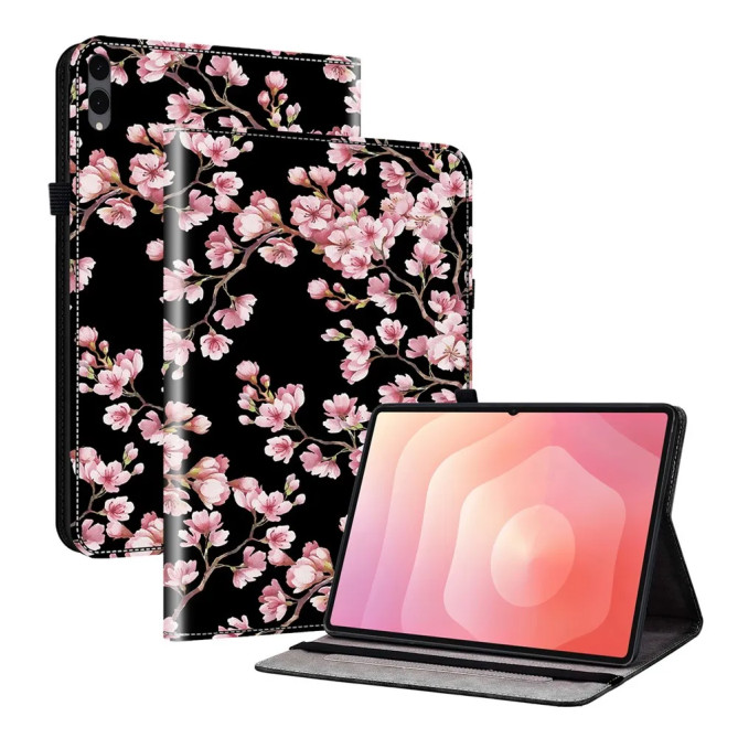 Galaxy Tab S12 Plus : housse Fleurs de Prunier avec porte-cartes