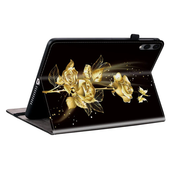 Galaxy Tab S12 Plus : housse Roses Dorées et Papillons avec support