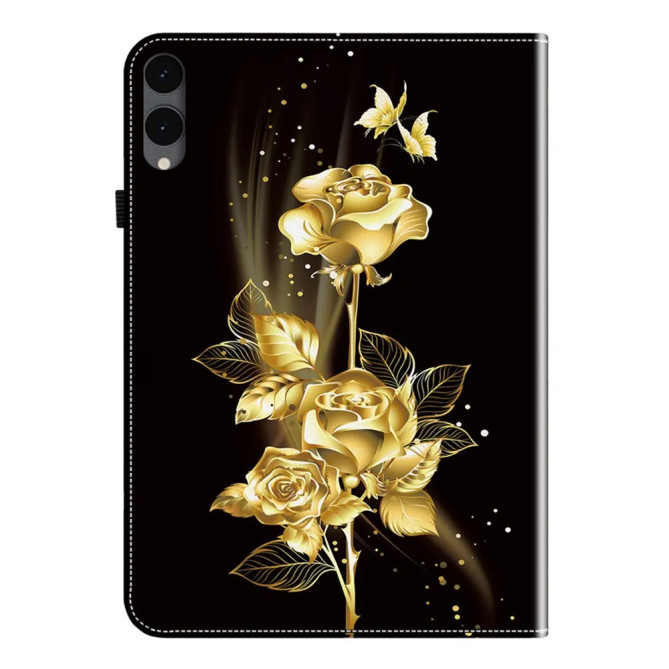 Galaxy Tab S12 Plus : housse Roses Dorées et Papillons avec support