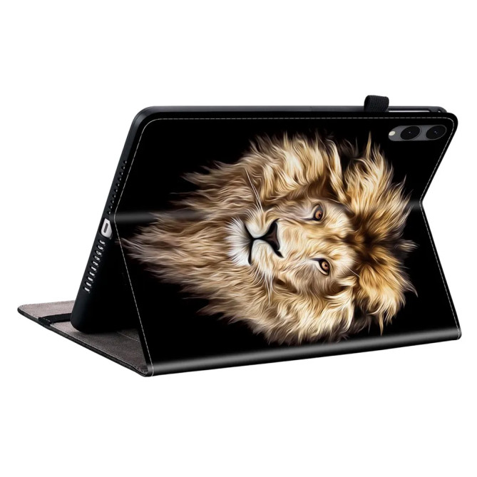 Galaxy Tab S12 Plus : housse lion avec support et porte-cartes