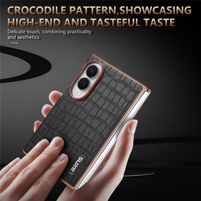 Galaxy Z Fold 8 : coque croco fine au contour brillant