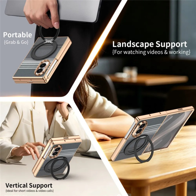 Galaxy Z Fold 8 : coque damier, support 360° et verre HD