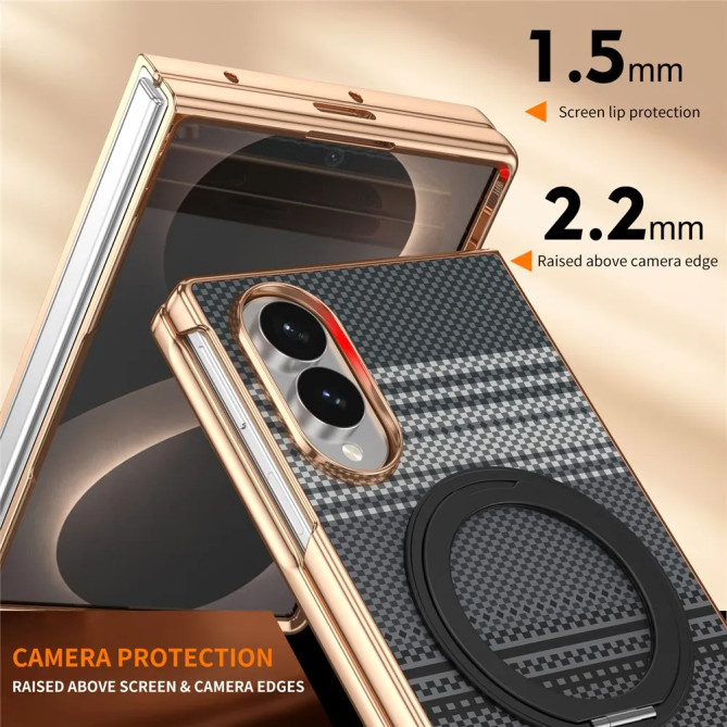 Galaxy Z Fold 8 : coque damier, support 360° et verre HD