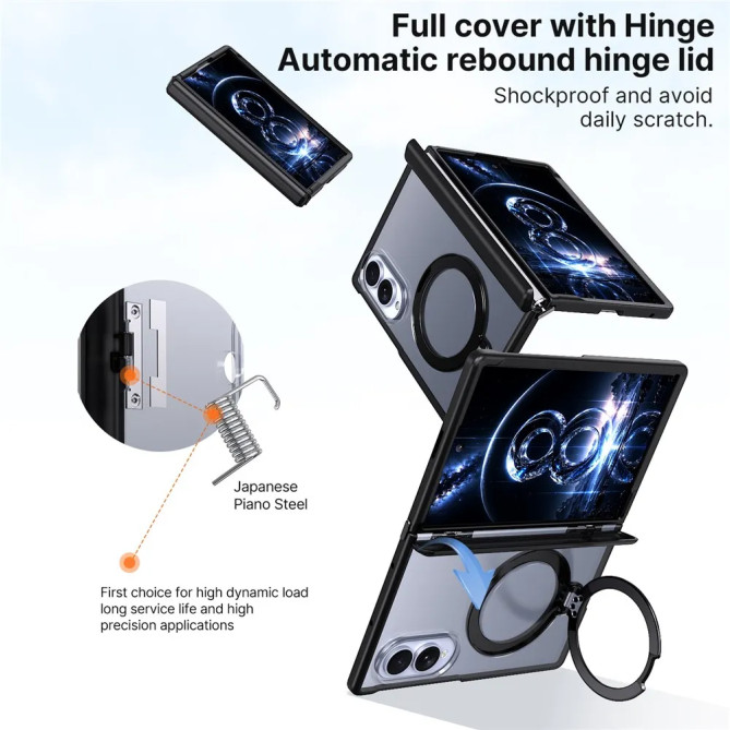 Galaxy Z Fold 8 : coque anneau 360° avec charnière à ressort