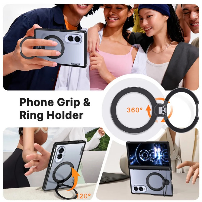 Galaxy Z Fold 8 : coque anneau 360° avec charnière à ressort