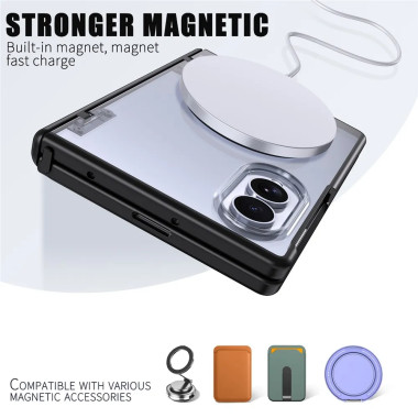Coque magnétique Z Fold 8 transparente à charnière ressort