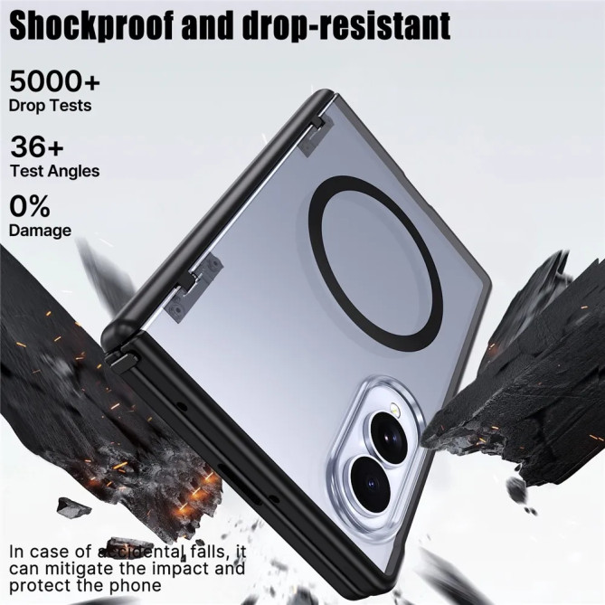 Coque magnétique Z Fold 8 transparente à charnière ressort