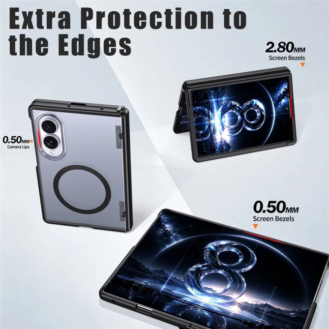 Coque magnétique Z Fold 8 transparente à charnière ressort