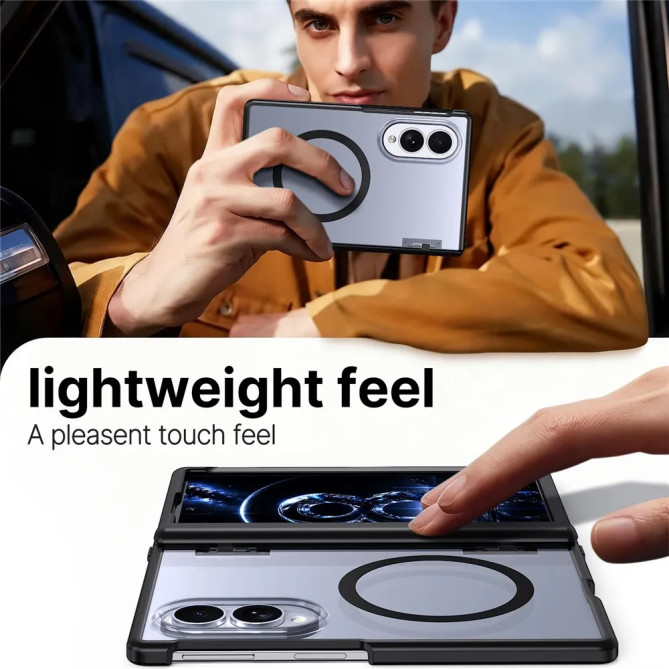 Coque magnétique Z Fold 8 transparente à charnière ressort