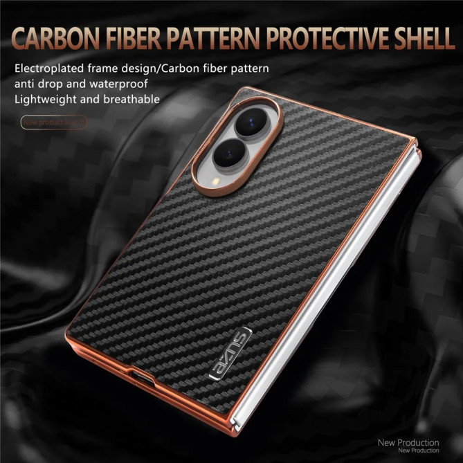 Galaxy Z Fold 8 : coque AZNS contour chromé effet carbone
