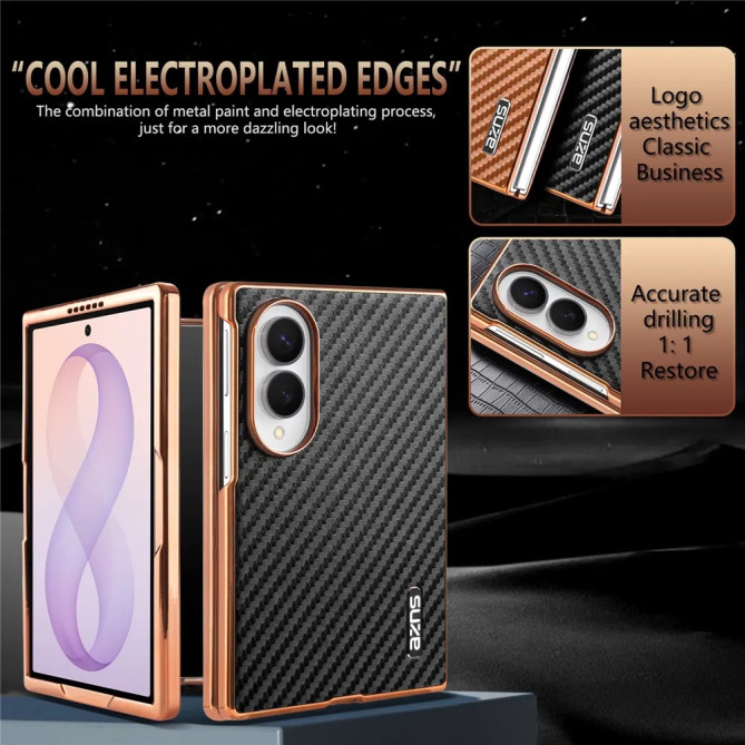 Galaxy Z Fold 8 : coque AZNS contour chromé effet carbone