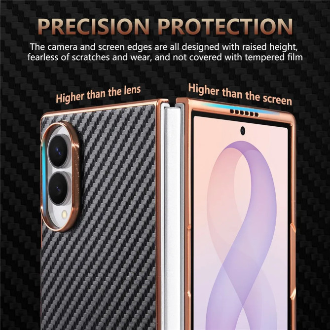 Galaxy Z Fold 8 : coque AZNS contour chromé effet carbone
