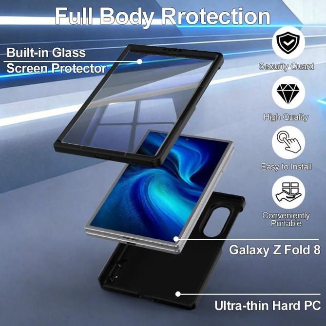 Galaxy Z Fold 8 : coque charnière ressort avec verre HD intégré