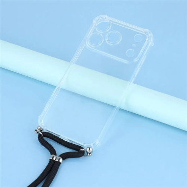 iPhone 18 Pro / 17 Pro : coque transparente à bandoulière