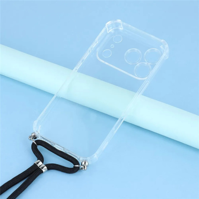 iPhone 18 Pro / 17 Pro : coque transparente à bandoulière
