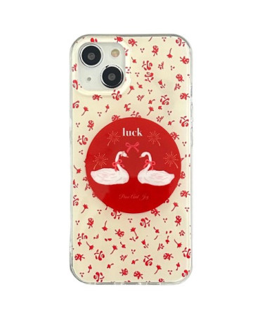 Coque iPhone 15 "Luck" avec Cygnes