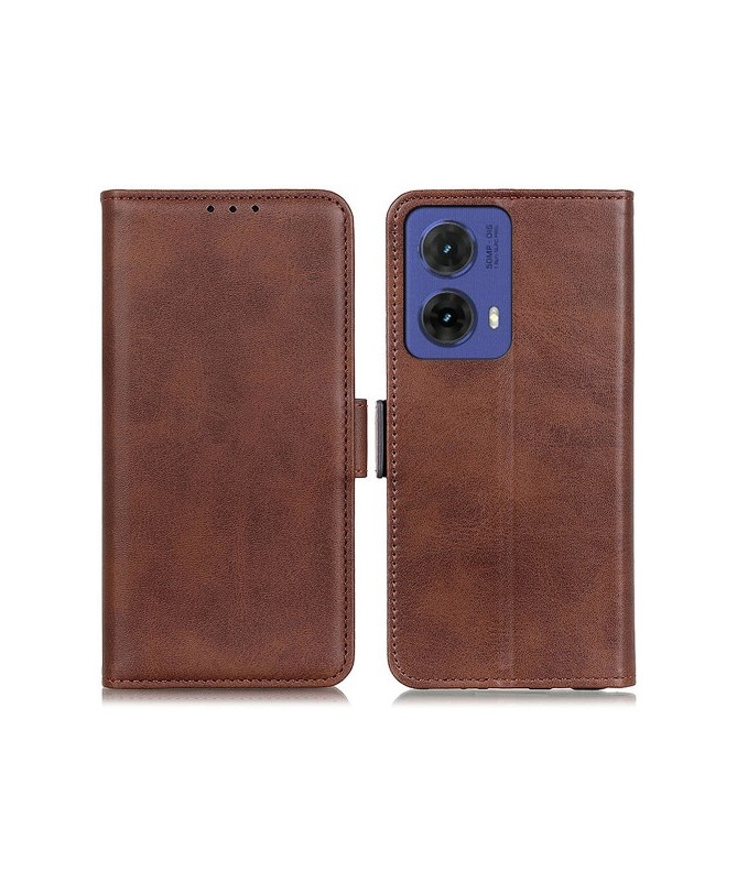 Housse Moto G85 5G portefeuille revêtement simili cuir mat