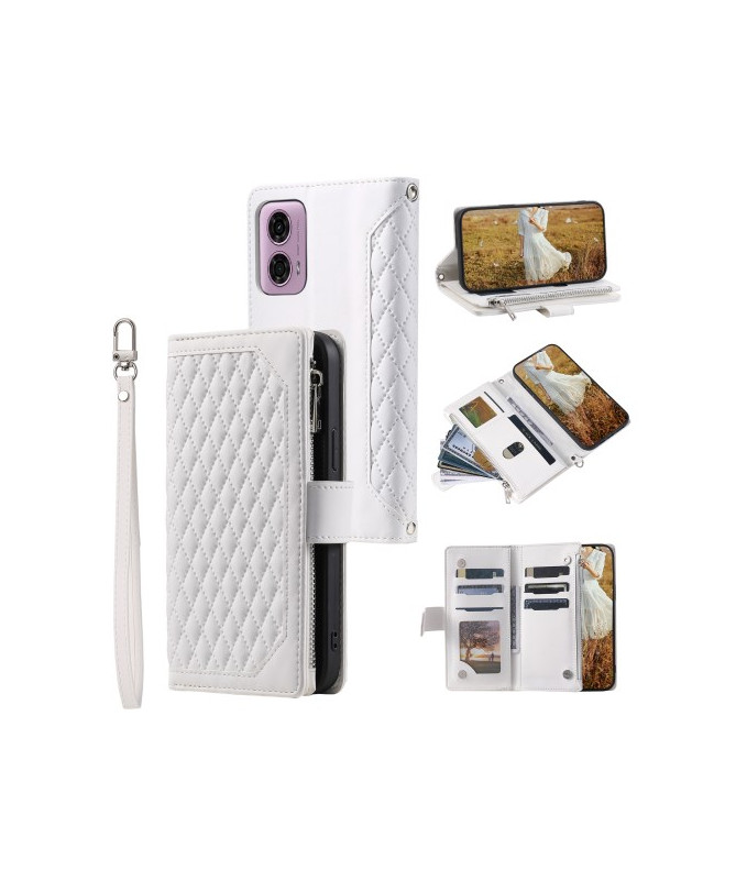 Housse Moto G85 5G Design Losange à Lanière