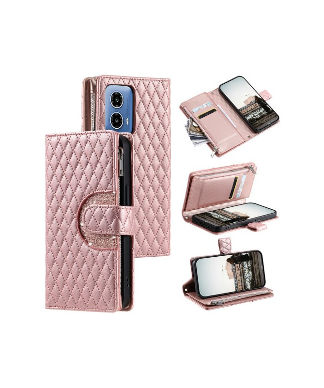 Housse Moto G85 5G Matelassée et Fermeture Éclair